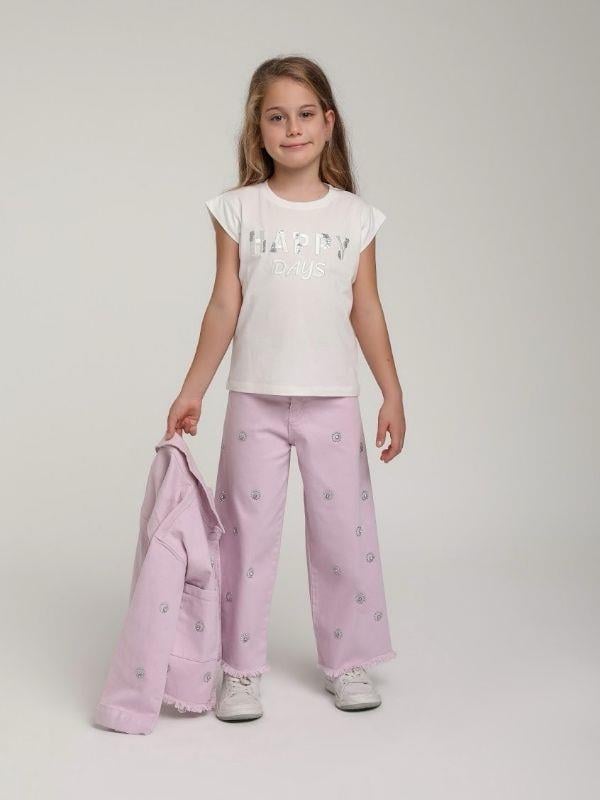 Kız Çocuk Pamuklu Happy Pul İşlemeli Tshirt