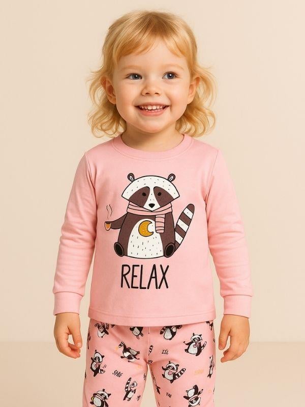 Kız Çocuk Pamuklu Hayvan Baskılı Pijama Takımı