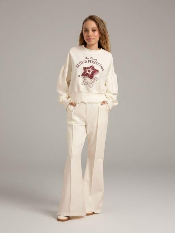 Kız Çocuk Pamuklu İspanyol Paça Eşofman Altı