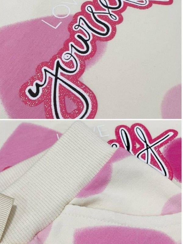 Kız Çocuk Pamuklu Kalp Desenli Eşofman Takım