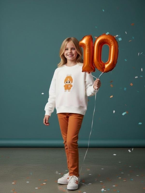 Kız Çocuk Pamuklu Karakter Baskılı Oversize Tasarım Sweatshirt