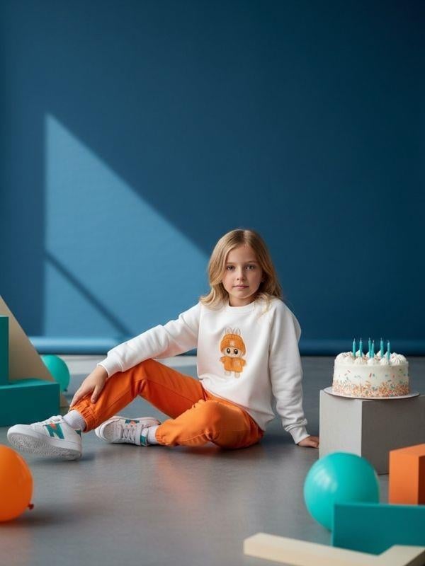 Kız Çocuk Pamuklu Karakter Baskılı Oversize Tasarım Sweatshirt