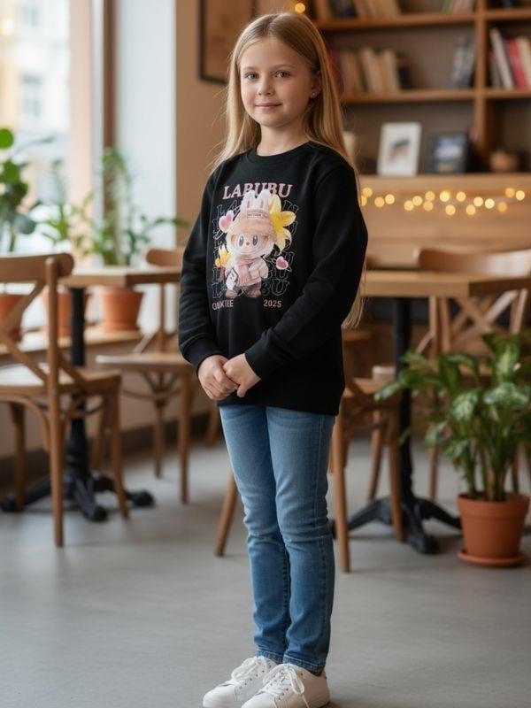 Kız Çocuk Pamuklu Karakter Baskılı Sweatshirt