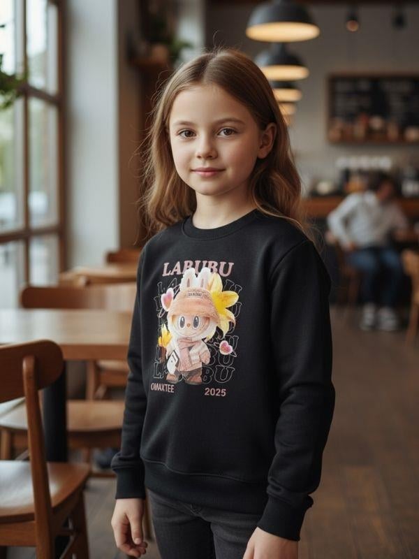 Kız Çocuk Pamuklu Karakter Baskılı Sweatshirt