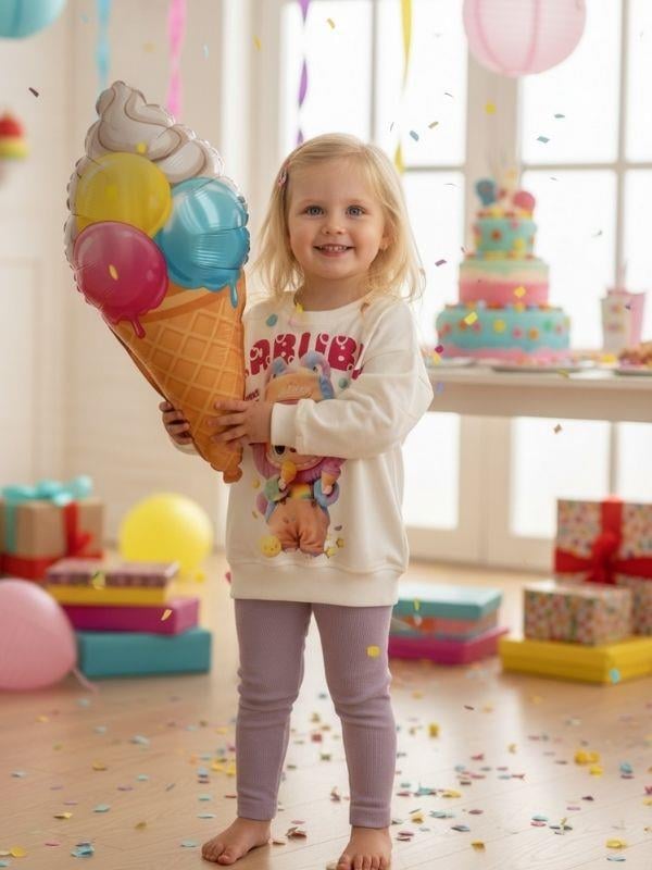 Kız Çocuk Pamuklu Karakter Baskılı Taytlı Takım