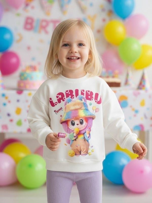 Kız Çocuk Pamuklu Karakter Baskılı Taytlı Takım