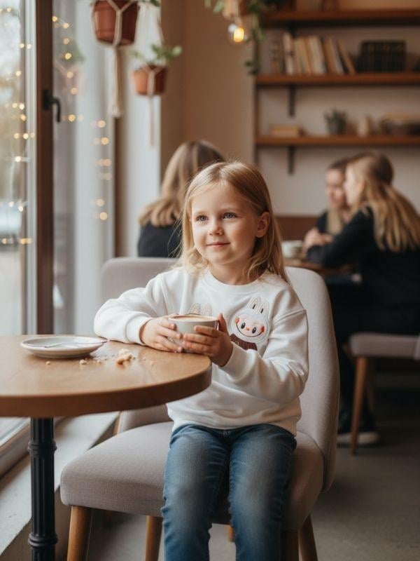 Kız Çocuk Pamuklu Karakter İşlemeli Sweatshirt