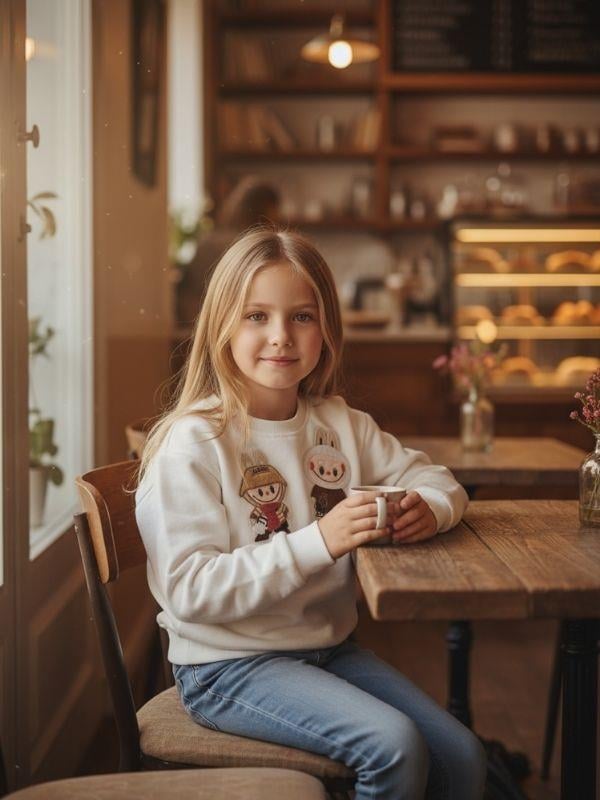 Kız Çocuk Pamuklu Karakter İşlemeli Sweatshirt