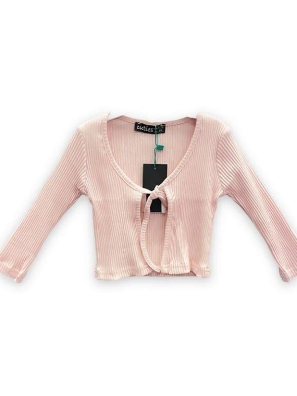 Kız Çocuk Pamuklu Kaşkorse Bağlamalı İnce  Hırka