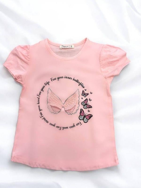 Kız Çocuk Pamuklu Kelebekli Şortlu Takım