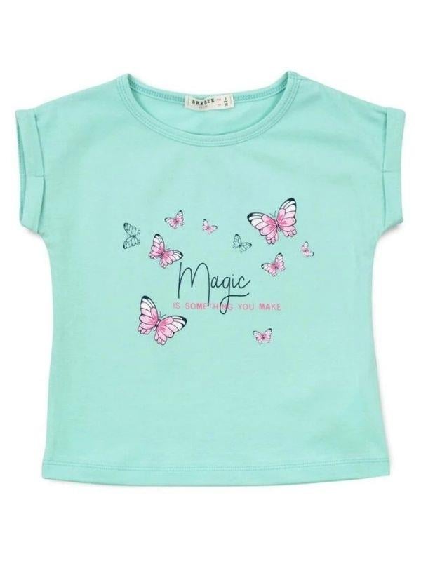 Kız Çocuk Pamuklu Kelebekli Şortlu Takım