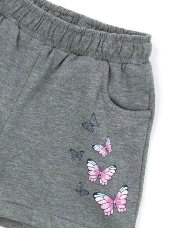Kız Çocuk Pamuklu Kelebekli Şortlu Takım