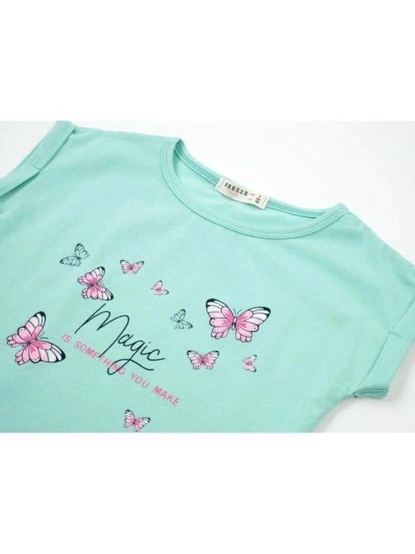 Kız Çocuk Pamuklu Kelebekli Şortlu Takım