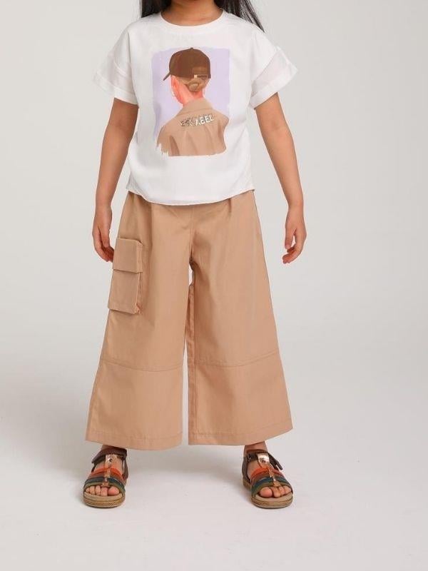 Kız Çocuk Pamuklu Kız Figürlü T-shirt