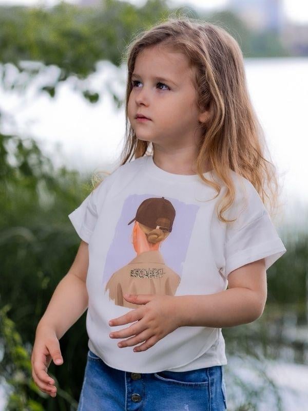 Kız Çocuk Pamuklu Kız Figürlü T-shirt