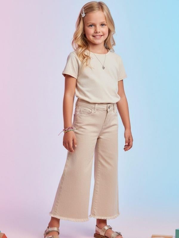 Kız Çocuk Pamuklu Paçaları Püsküllü Pantolon