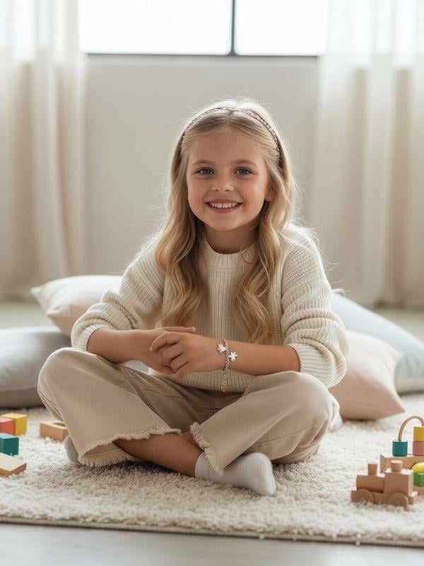 Kız Çocuk Pamuklu Paçaları Püsküllü Pantolon