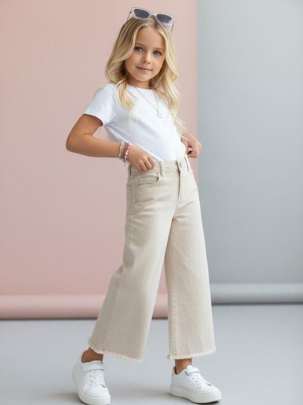 Kız Çocuk Pamuklu Paçaları Püsküllü Pantolon