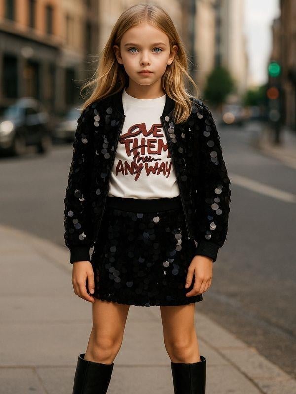 Kız Çocuk Pamuklu Pullu Çıtçıtlı Tasarım Ceket