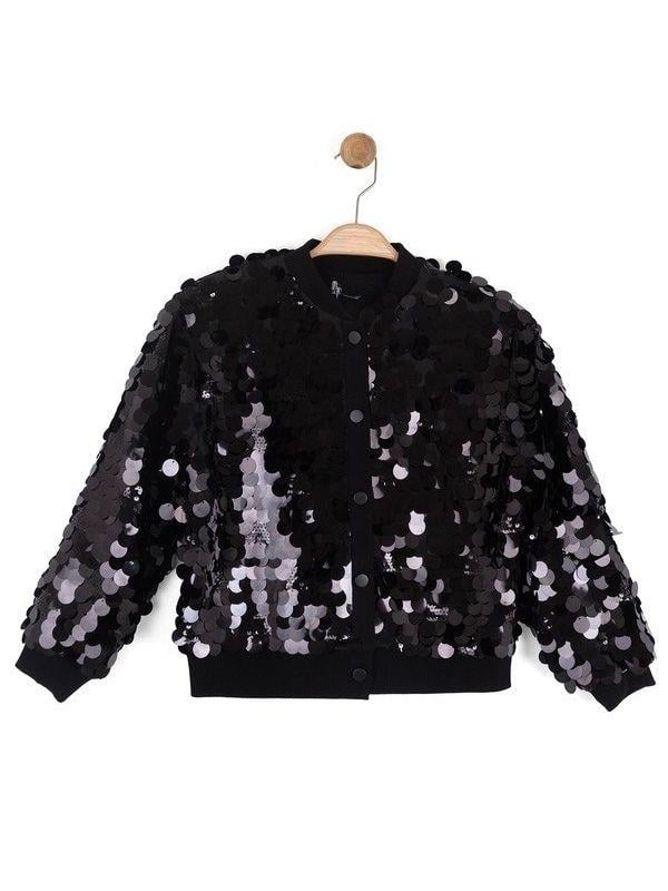 Kız Çocuk Pamuklu Pullu Çıtçıtlı Tasarım Ceket