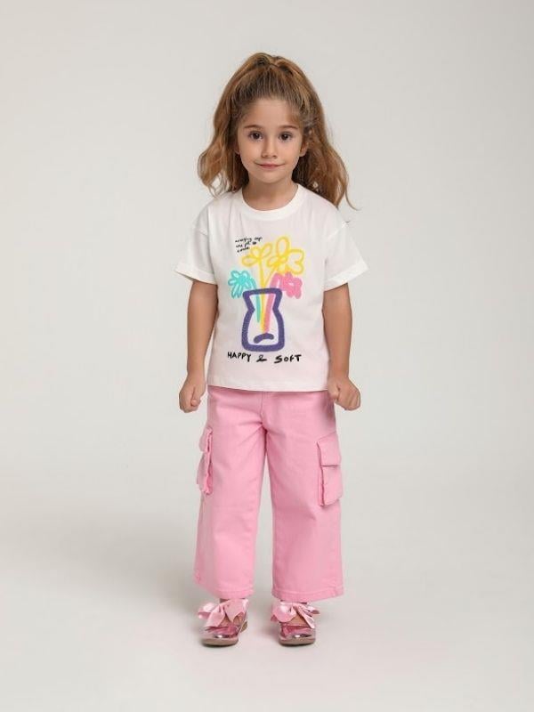 Kız Çocuk Pamuklu Punch İşlemeli T-shirt