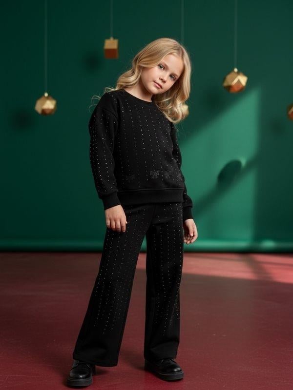 Kız Çocuk Pamuklu Taş İşlemeli Eşofman Takım