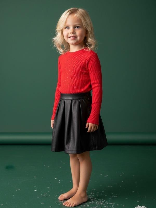 Kız Çocuk Pamuklu Taş İşlemeli Fitilli Kaşkorse Bluz