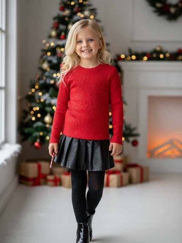 Kız Çocuk Pamuklu Taş İşlemeli Fitilli Kaşkorse Bluz