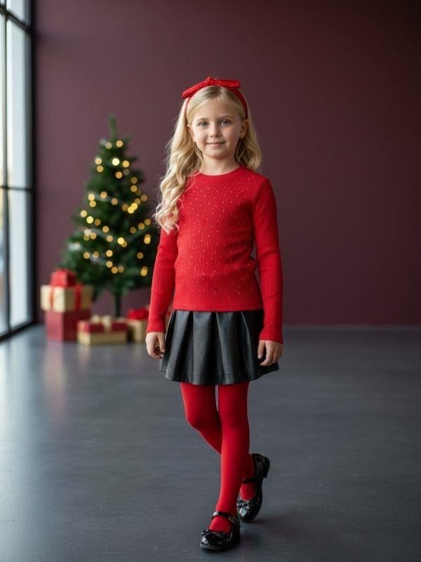 Kız Çocuk Pamuklu Taş İşlemeli Fitilli Kaşkorse Bluz