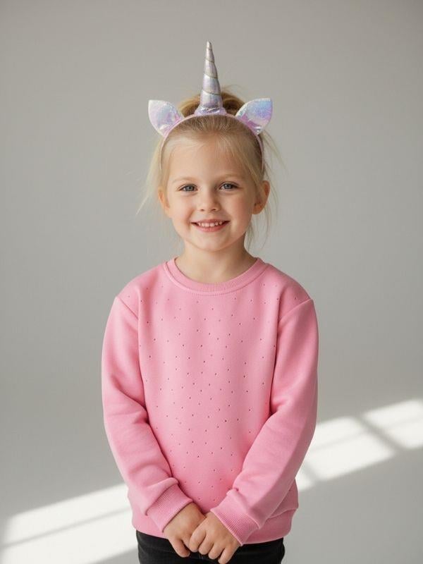 Kız Çocuk Pamuklu Taşlı Sweatshirt