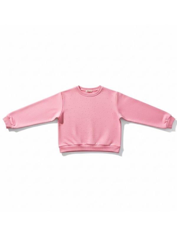 Kız Çocuk Pamuklu Taşlı Sweatshirt