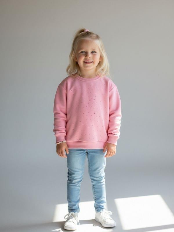 Kız Çocuk Pamuklu Taşlı Sweatshirt