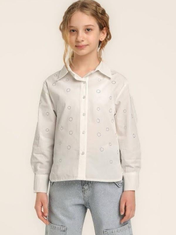 Kız Çocuk Pamuklu Uzun Kollu Taşlı Gömlek