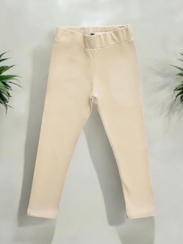 Kız Çocuk Pamuklu Yüksek Bel Krem Tayt