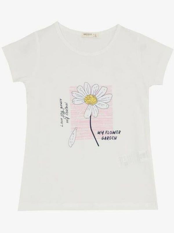 Kız Çocuk Papatya Baskılı Pamuklu Taytlı Takım