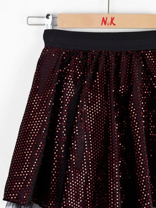 Kız Çocuk Parlak Kadife Kumaşlı Tütülü Etek