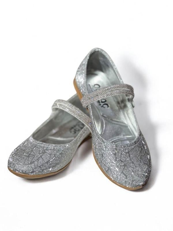 Kız Çocuk Parlak Taş Detaylı Ortopedik Tabanlı Babet