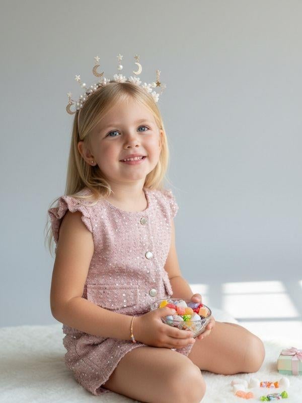 Kız Çocuk Payet Dokulu Yelek ve Şort Takım