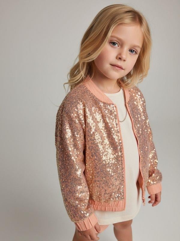 Kız Çocuk Payetli Fermuarlı Tasarım Ceket