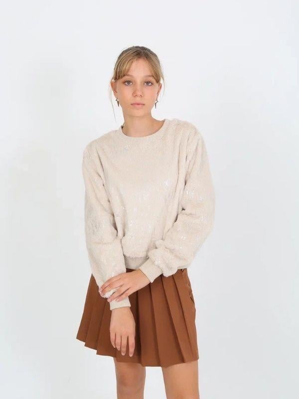 Kız Çocuk Peluş Işıltılı Kazak