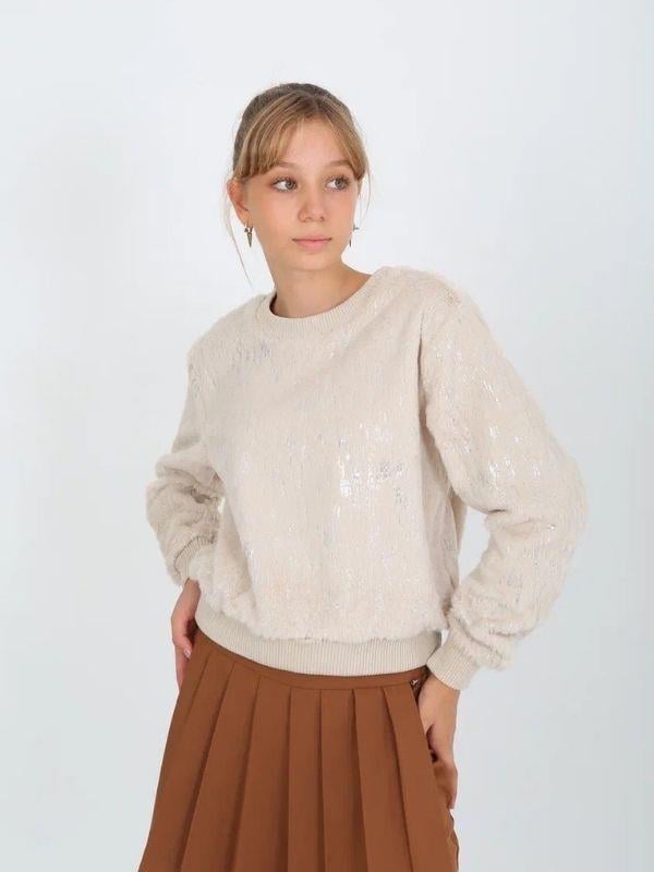 Kız Çocuk Peluş Işıltılı Kazak