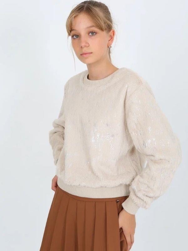 Kız Çocuk Peluş Işıltılı Kazak