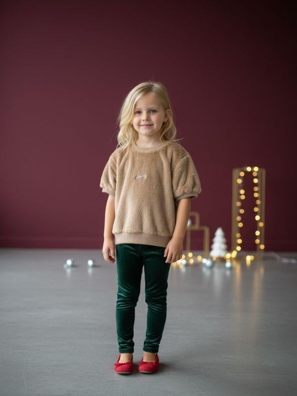 Kız Çocuk Peluş Taşlı Baby Yazılı Kısa Kollu Kazak