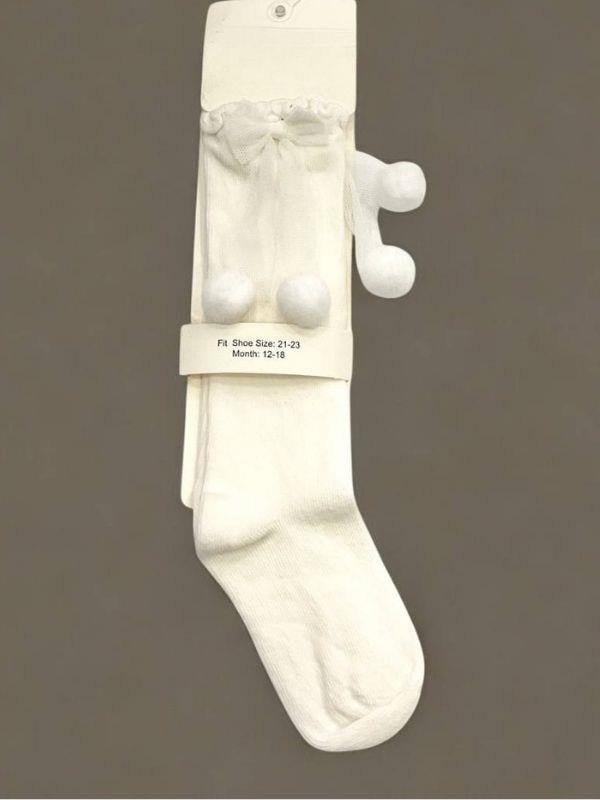 Kız Çocuk Ponponlu Diz Altı Pamuklu Çorap