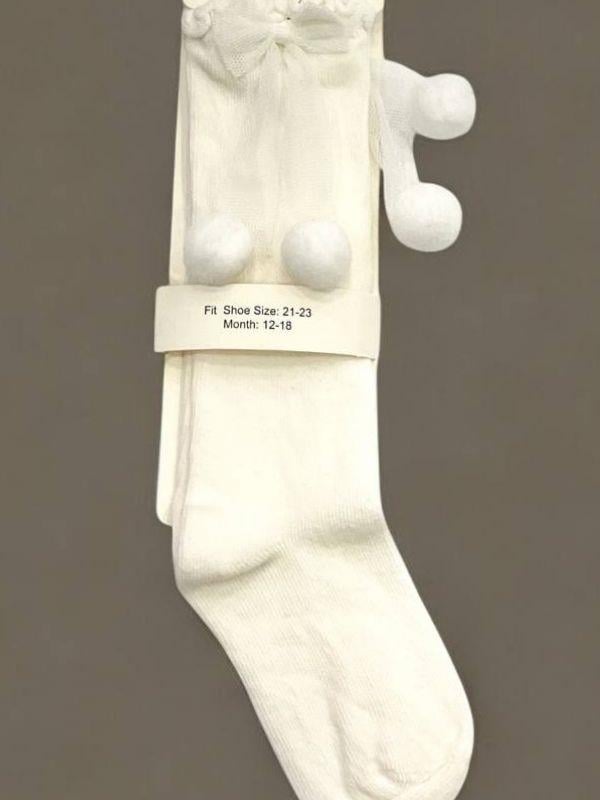 Kız Çocuk Ponponlu Diz Altı Pamuklu Çorap