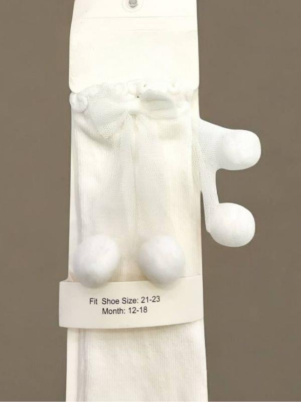 Kız Çocuk Ponponlu Diz Altı Pamuklu Çorap