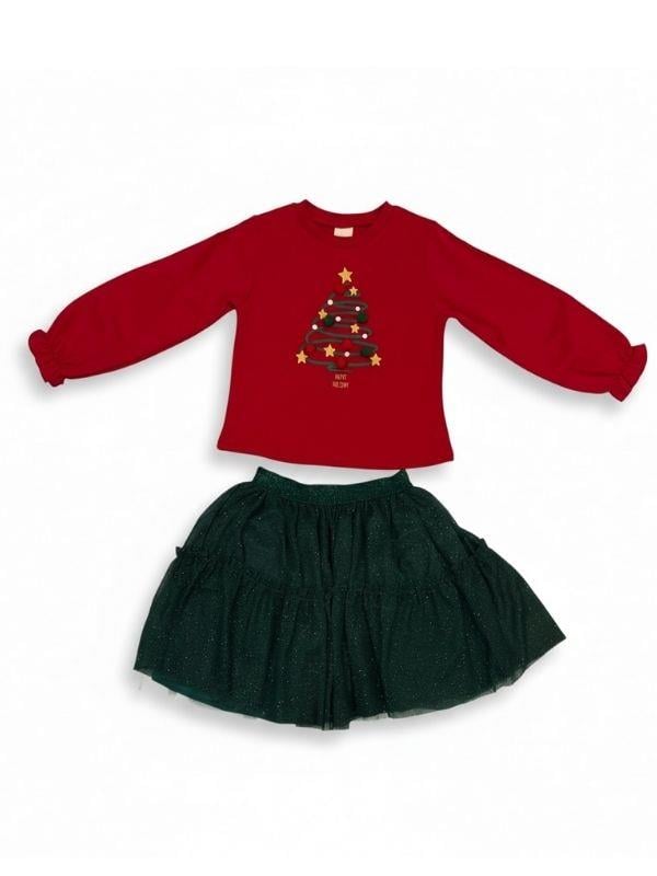 Kız Çocuk Ponponlu Simli Yılbaşı Temalı Elbise