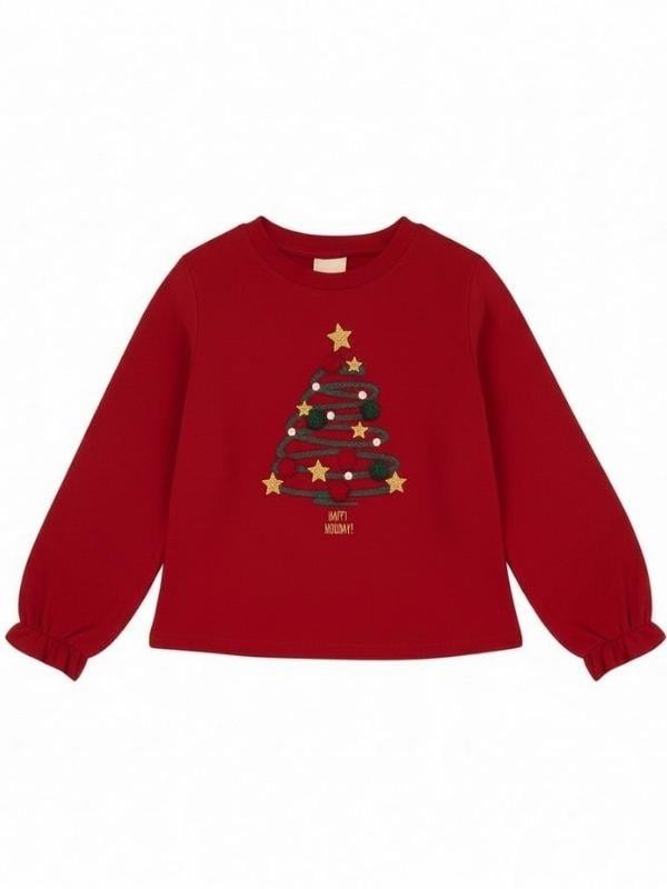 Kız Çocuk Ponponlu Simli Yılbaşı Temalı Elbise