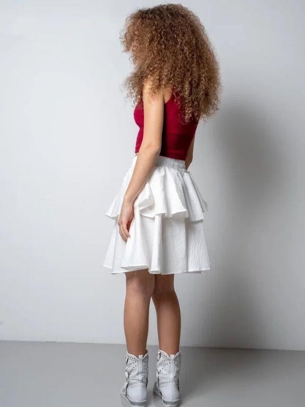 Kız Çocuk Poplin Beli Lastikli Kat Kat Tasarım Etek