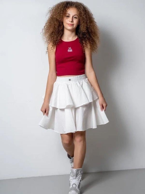 Kız Çocuk Poplin Beli Lastikli Kat Kat Tasarım Etek